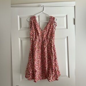 Time & Tru Pink Multicolor Floral Mini Dress Sleeveless Medium 8-10